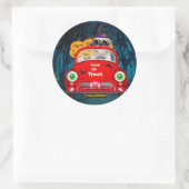 Shih Tzu Dog Driving Car Scary Halloween Ronde Sticker (Tas)