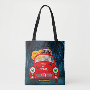 Shih Tzu Dog Driving Car Scary Halloween Tote Bag
