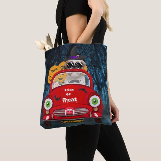 Shih Tzu Dog Driving Car Scary Halloween Tote Bag (Dichtbij)