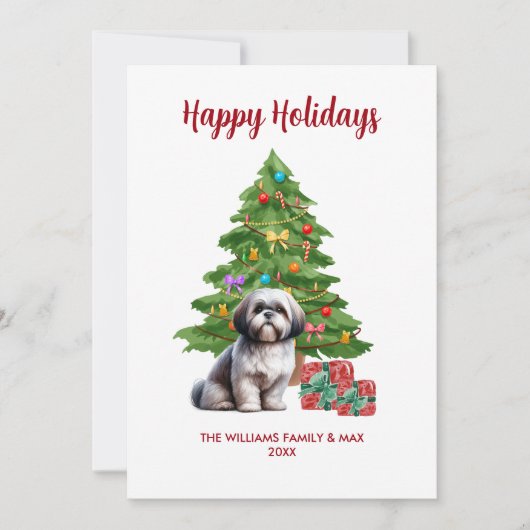 Shih Tzu Dog Familie Kerstmis Feestdagenkaart (Voorkant)