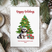 Shih Tzu Dog Familie Kerstmis Feestdagenkaart
