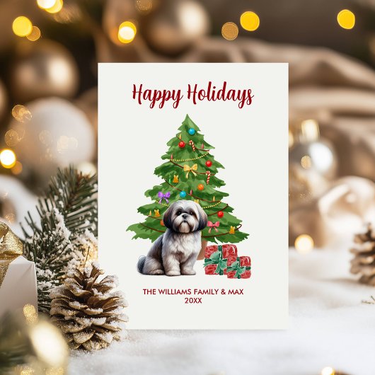 Shih Tzu Dog Familie Kerstmis Feestdagenkaart