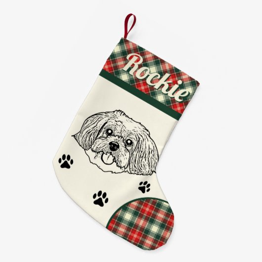 Shih Tzu Dog gepersonaliseerd Kleine Kerstsok (Voorkant (Hangend))