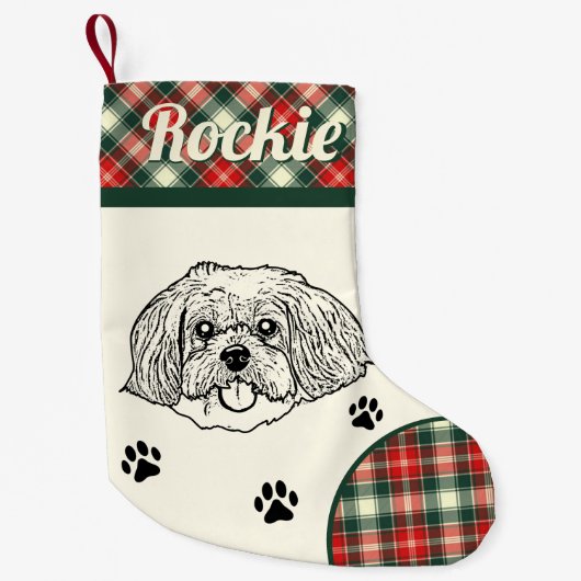 Shih Tzu Dog gepersonaliseerd Kleine Kerstsok (Voorkant)