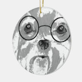 Shih Tzu Dog Glasses Keramisch Ornament (Links)
