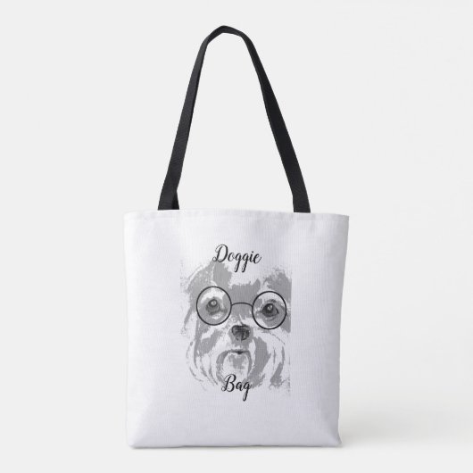 Shih Tzu Dog Glasses Tote Bag (Achterkant)