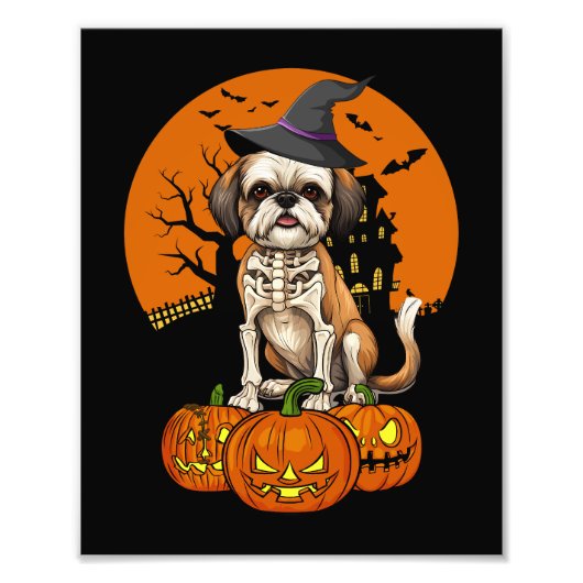 Shih Tzu Dog Halloween Foto Afdruk (Voorkant)