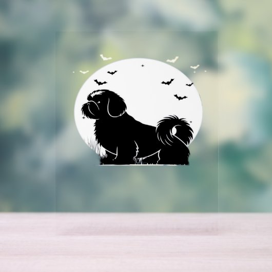 Shih Tzu Dog - Halloween Moon Silhouette Classic T Acryl Bord (Neutraal)