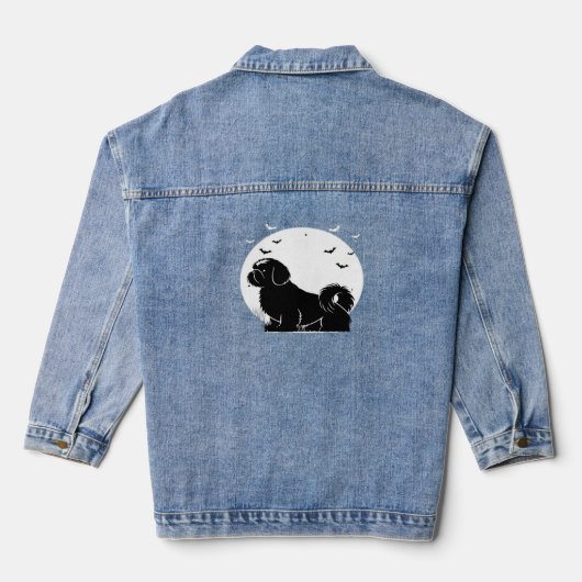 Shih Tzu Dog - Halloween Moon Silhouette Classic T Denim Jacket (Achterkant)