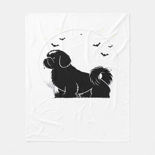 Shih Tzu Dog - Halloween Moon Silhouette Classic T Fleece Deken (Voorkant)