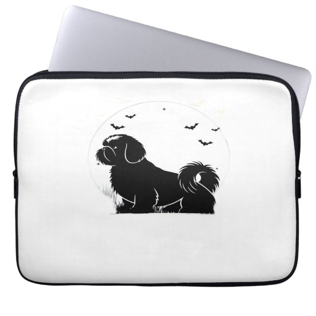Shih Tzu Dog - Halloween Moon Silhouette Classic T Laptop Sleeve (Voorkant)