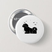 Shih Tzu Dog - Halloween Moon Silhouette Classic T Ronde Button 5,7 Cm (Voorkant /achterkant)