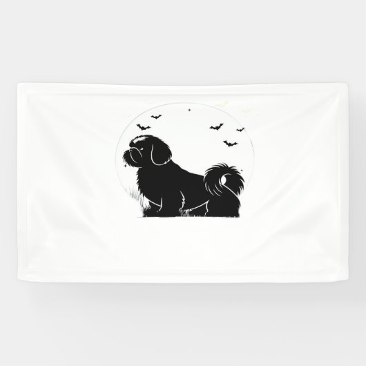 Shih Tzu Dog - Halloween Moon Silhouette Classic T Spandoek (Horizontaal)