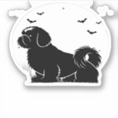 Shih Tzu Dog - Halloween Moon Silhouette Classic T Sticker (Voorkant)