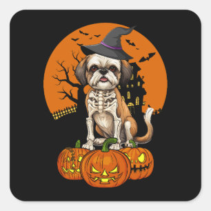 Shih Tzu Dog Halloween Vierkante Sticker