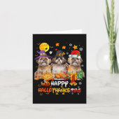 Shih Tzu Dog Happy Halloween Thanksgiving Merry Ch Kaart (Voorkant)