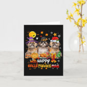 Shih Tzu Dog Happy Halloween Thanksgiving Merry Ch Kaart (Gele Bloem)