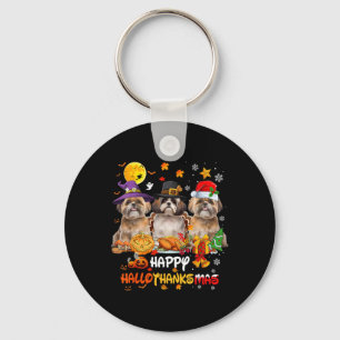 Shih Tzu Dog Happy Halloween Thanksgiving Merry Ch Sleutelhanger