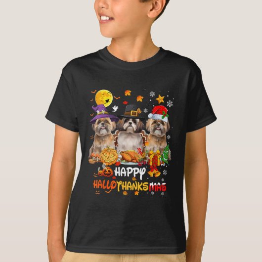 Shih Tzu Dog Happy Halloween Thanksgiving Merry Ch T-shirt (Voorkant)