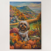 Shih Tzu Dog Herfst Oogst Thanksgiving Legpuzzel (Verticaal)