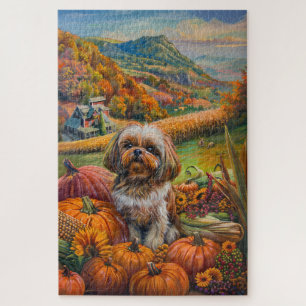 Shih Tzu Dog Herfst Oogst Thanksgiving Legpuzzel