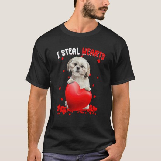 Shih Tzu Dog I Steal Hearts Cute Valentine Day Wom T-shirt (Voorkant)