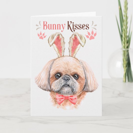 Shih Tzu Dog in Bunny Ears voor Pasen Feestdagen Kaart (Voorkant)