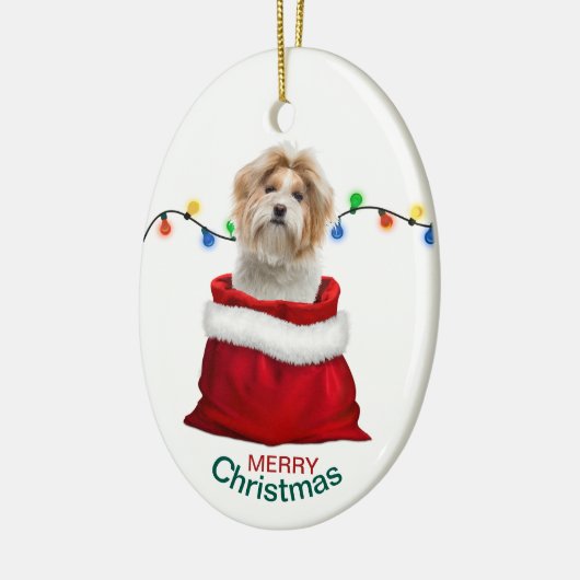 Shih Tzu Dog in Holiday Gift Bag Keramisch Ornament (Links)