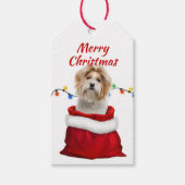 Shih Tzu Dog in Santa Bag Cadeaulabel (Voorkant)