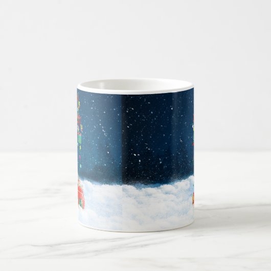 Shih Tzu Dog in sneeuw met kerstcadeaus Koffiemok (Center)