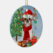 Shih Tzu Dog in sneeuwkerst Keramisch Ornament (Rechts)