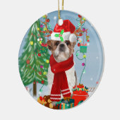 Shih Tzu Dog in sneeuwkerst Keramisch Ornament (Links)