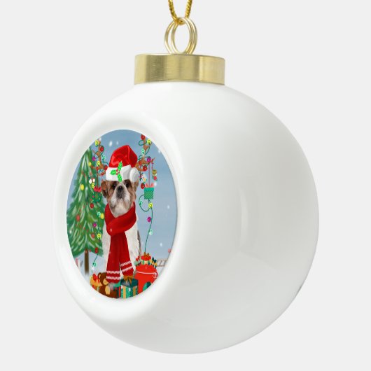 Shih Tzu Dog in sneeuwkerst Keramische Bal Ornament (Rechts)