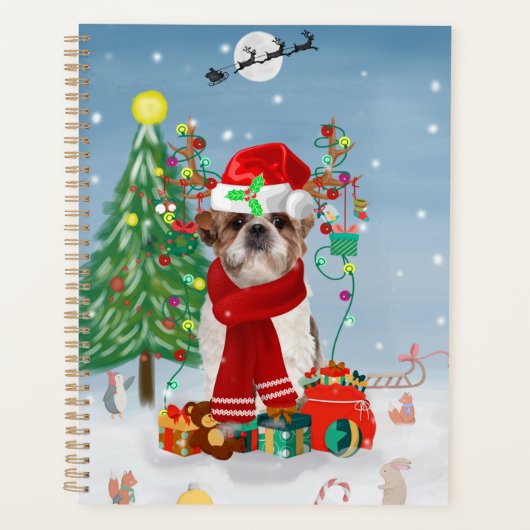 Shih Tzu Dog in sneeuwkerst Planner (Voorkant)