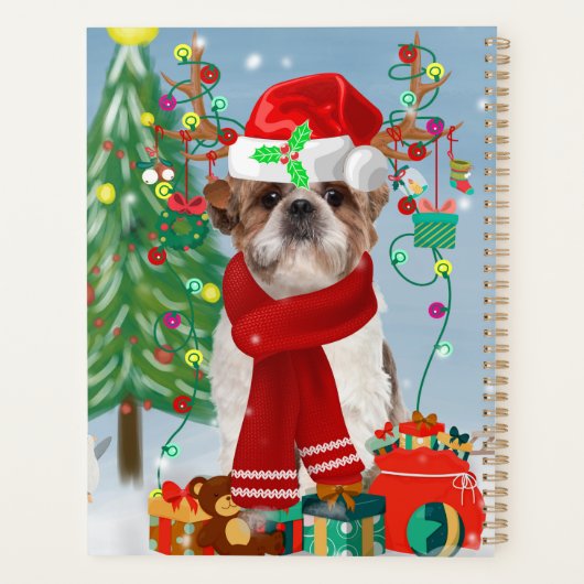 Shih Tzu Dog in sneeuwkerst Planner (Achterkant)