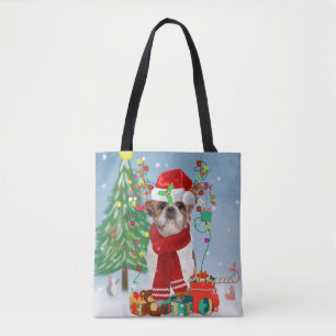 Shih Tzu Dog in sneeuwkerst Tote Bag