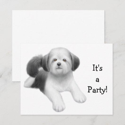 Shih Tzu Dog Invitation Kaart (Voorkant / Achterkant)
