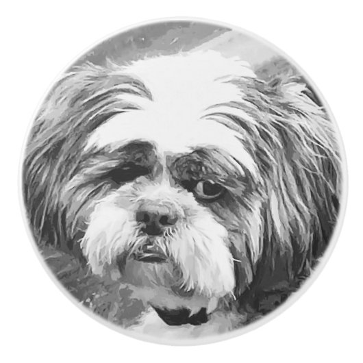 SHIH TZU DOG KERAMISCHE KNOP (Voorkant)