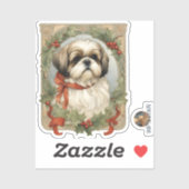 Shih Tzu Dog Kerst sticker (Vel)