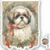 Shih Tzu Dog Kerst sticker (Voorkant)