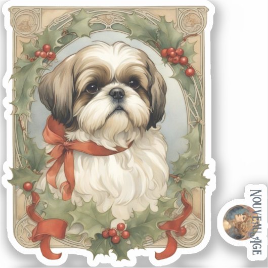 Shih Tzu Dog Kerst sticker (Voorkant)