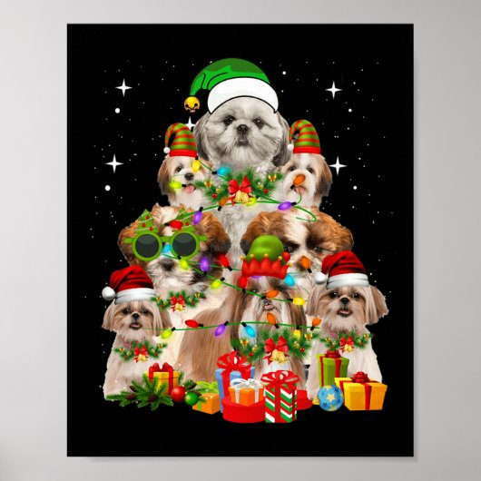 Shih Tzu Dog kerstboom Poster (Voorkant)