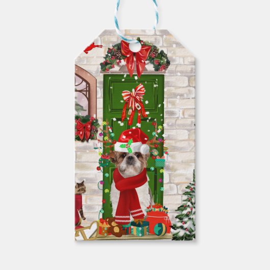 Shih Tzu Dog Kerstmis Cadeaulabel