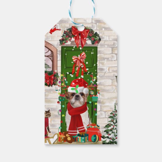 Shih Tzu Dog Kerstmis Cadeaulabel