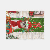 Shih Tzu Dog Kerstmis Fleece Deken (Voorkant (Horizontaal))