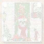 Shih Tzu Dog Kerstmis Glazen Onderzetter (Achterkant)