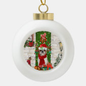 Shih Tzu Dog Kerstmis Keramische Bal Ornament (Voorkant)