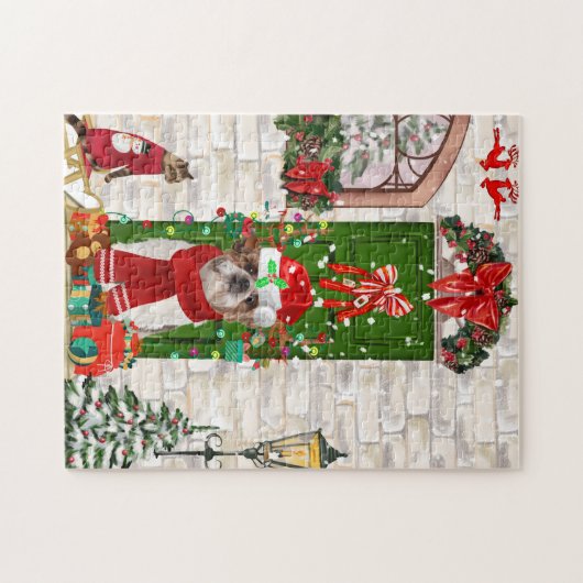 Shih Tzu Dog Kerstmis Legpuzzel (Horizontaal)