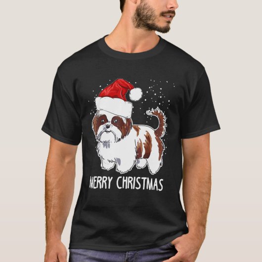 Shih Tzu Dog kerstmis T-shirt (Voorkant)