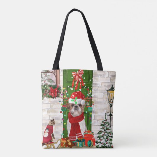 Shih Tzu Dog Kerstmis Tote Bag (Achterkant)
